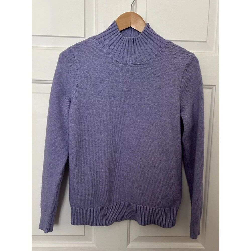 Ann Taylor LOFT Purple Lavender Mock Neck Cotton Blend Sweater Women Sz Small